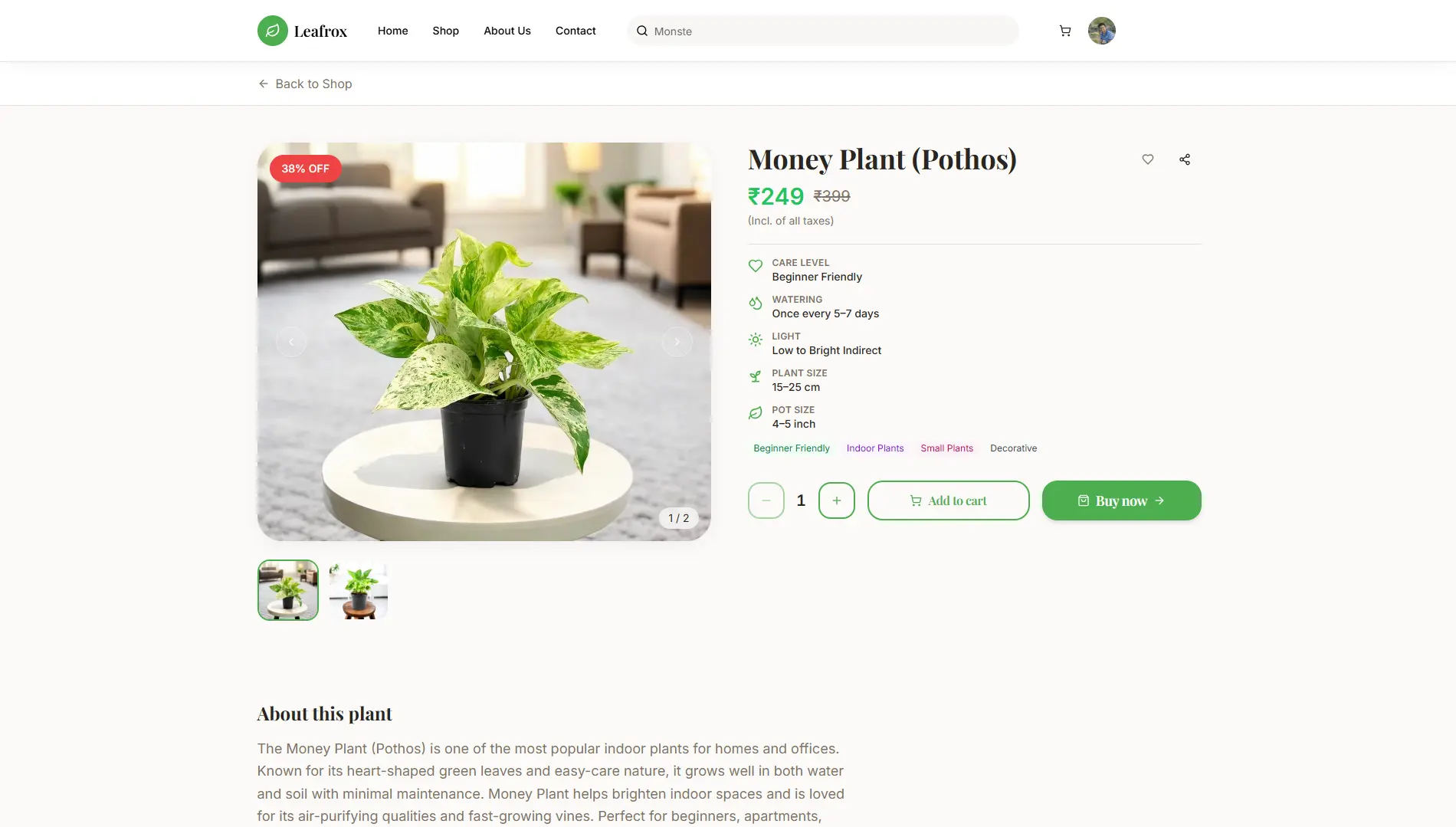 Leafrox Product Details Page